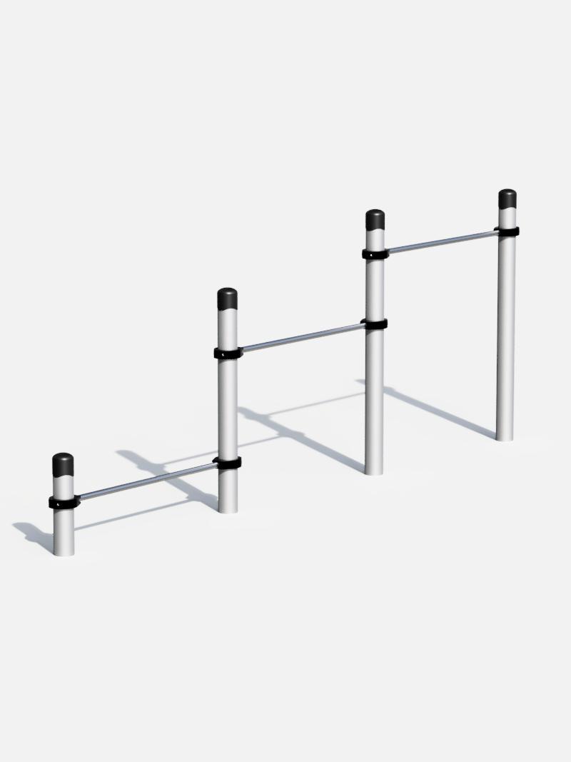Armzug - Liegestütz Station von Kenguru Pro, eine vielseitige Outdoor-Trainingsstation. Perfekt geeignet für Parks, Sportplätze und Fitnessbereiche, um Kraft und Ausdauer effektiv zu trainieren.