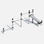 Armzug- und Liegestütz-Station mit Schrägbank von Kenguru Pro, ideal für funktionelles Training im Freien. Perfekt für Parks, Schulhöfe und Fitnessbereiche, um Kraft und Ausdauer zu trainieren.
