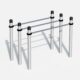 Dip-Barren mit robusten Edelstahlholmen und aluminum Standpfosten, geeignet für Calisthenics-Training und öffentliche Fitnessbereiche.