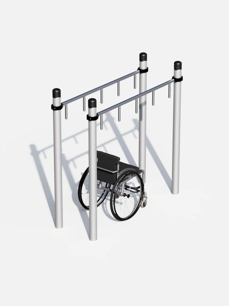 Hangelleiter Hammer: Speziell für Rollstuhlfahrer konzipiertes Trainingsgerät. Ermöglicht gezielte Arm- und Oberkörperübungen. Ausgestattet mit hängenden Griffen in ergonomischer Höhe für verschiedene Übungsvariationen.