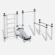 Home-Calisthenics-Station K-019 von Kenguru Pro: Diese kompakte Trainingsstation umfasst eine Sprossenwand, Schrägbank, Reckstangen und Parallelbarren. Ideal für das Heimtraining oder kleine Outdoor-Bereiche. Entwickelt für vielseitige Workouts, um Kraft, Koordination und Beweglichkeit zu fördern.