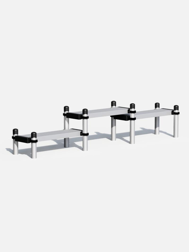 Dreistufige Jump-Box aus robustem Material, ideal für plyometrisches Training, Sprungübungen und Fitnessparks.