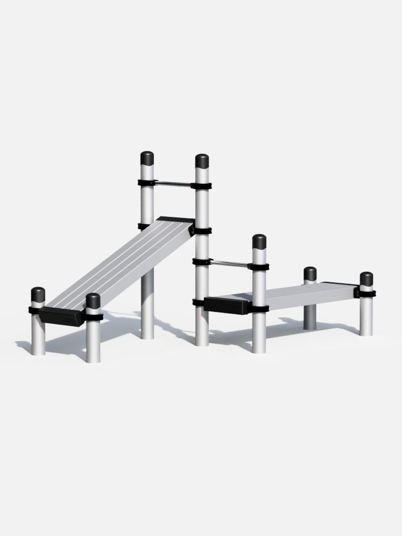 Multifunktionale Trainingsbank mit Schräg- und Flachbank, ideal für Sit-ups und verschiedene Outdoor-Fitnessübungen.