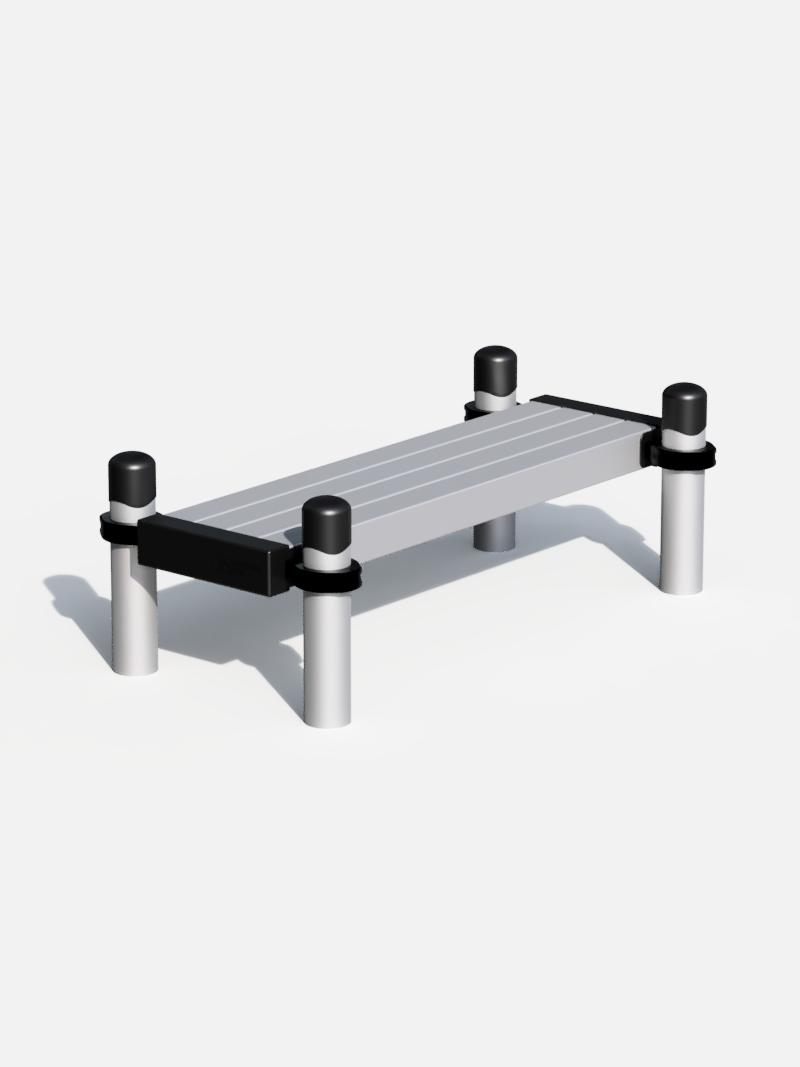 Sitz- und Trainingsbank aus wetterfestem Material, ideal für Outdoor-Fitnessparks und Freizeitbereiche.
