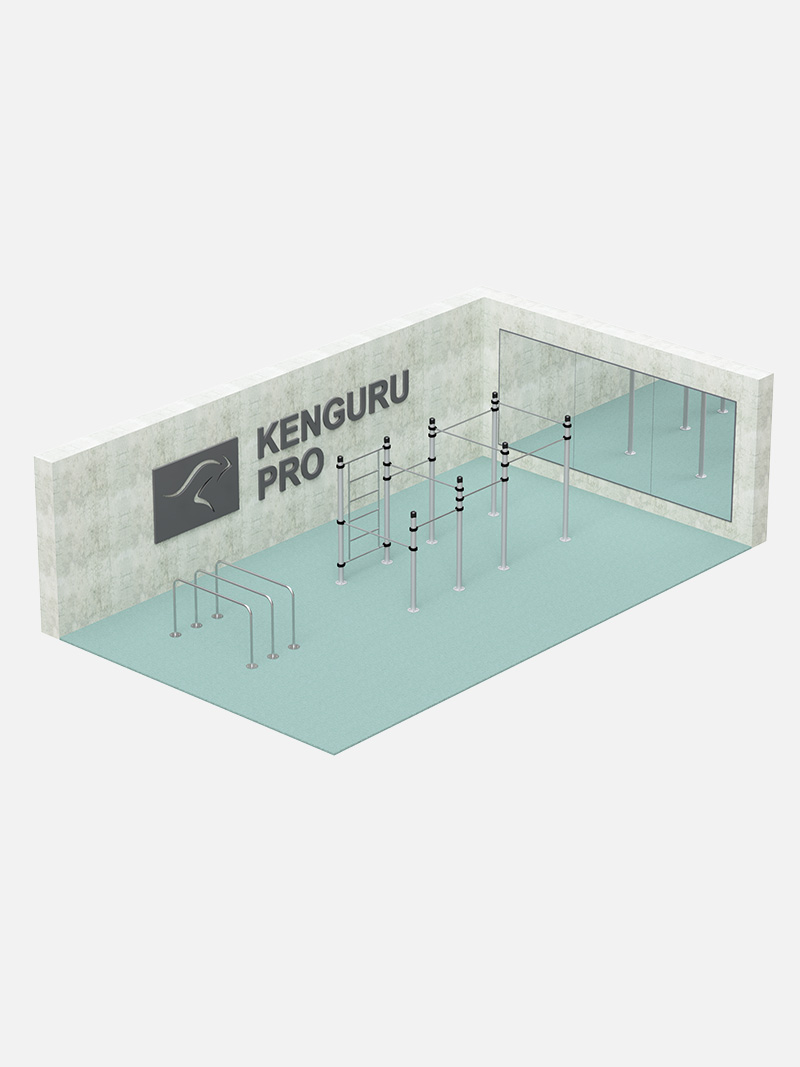 Indoor Calisthenics Anlage Premium – Hochwertige Indoor-Trainingsanlage von Kenguru Pro mit vielseitigen Übungsstationen für funktionelles Krafttraining und Street Workout.